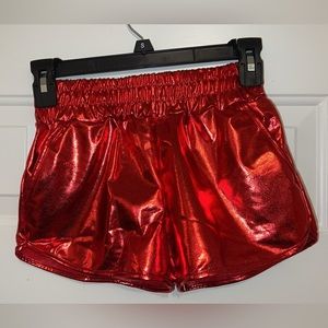 Women’s yoga hot shorts metallic red